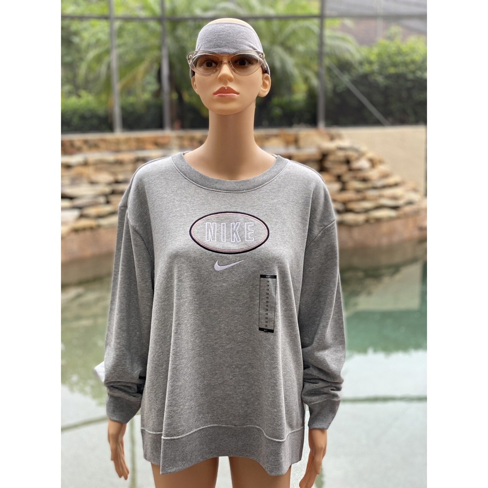 Nike Sportswear Varsity Sweatshirt 2X Gray Pullover for Women - New with Tags